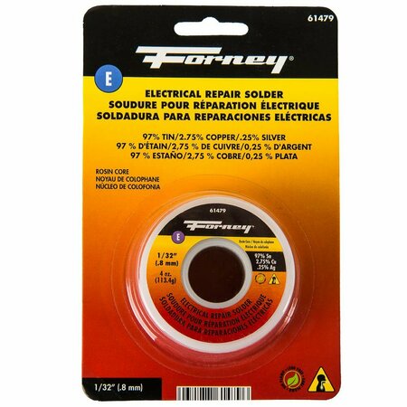 FORNEY Solder, Lead Free LF, Electrical Repair, Rosin Core, 1/32 in, 4 Ounce 61479